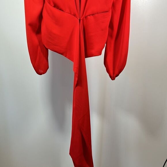 NEW YORK & COMPANY GABRIELLE UNION Women's Cut Out Mock Neck Blouse Red Small - Picture 10 of 16